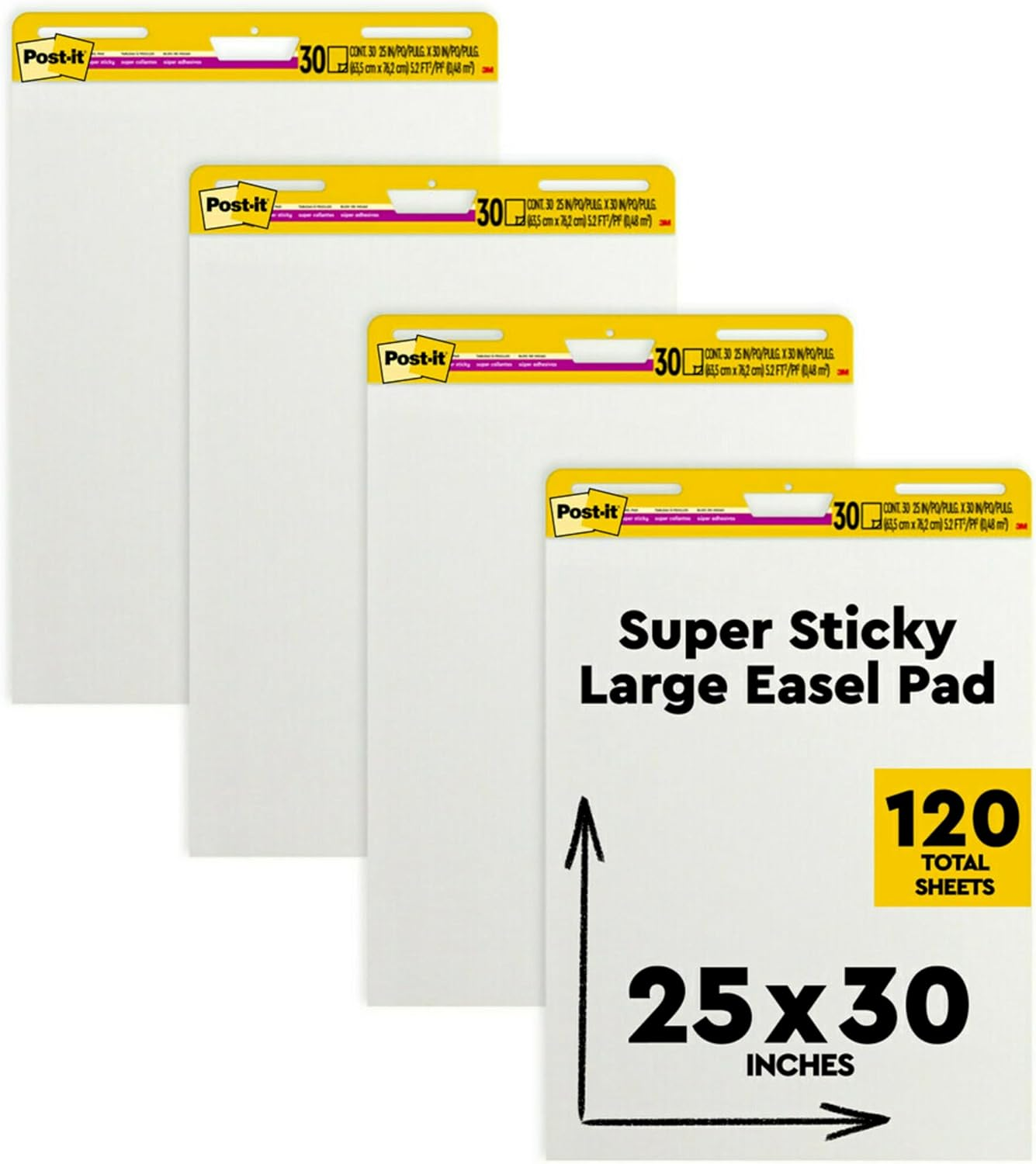 Post-It Super Sticky Easel Pad 4 Pieces Set, 635 X 775 Mm, White image number 2