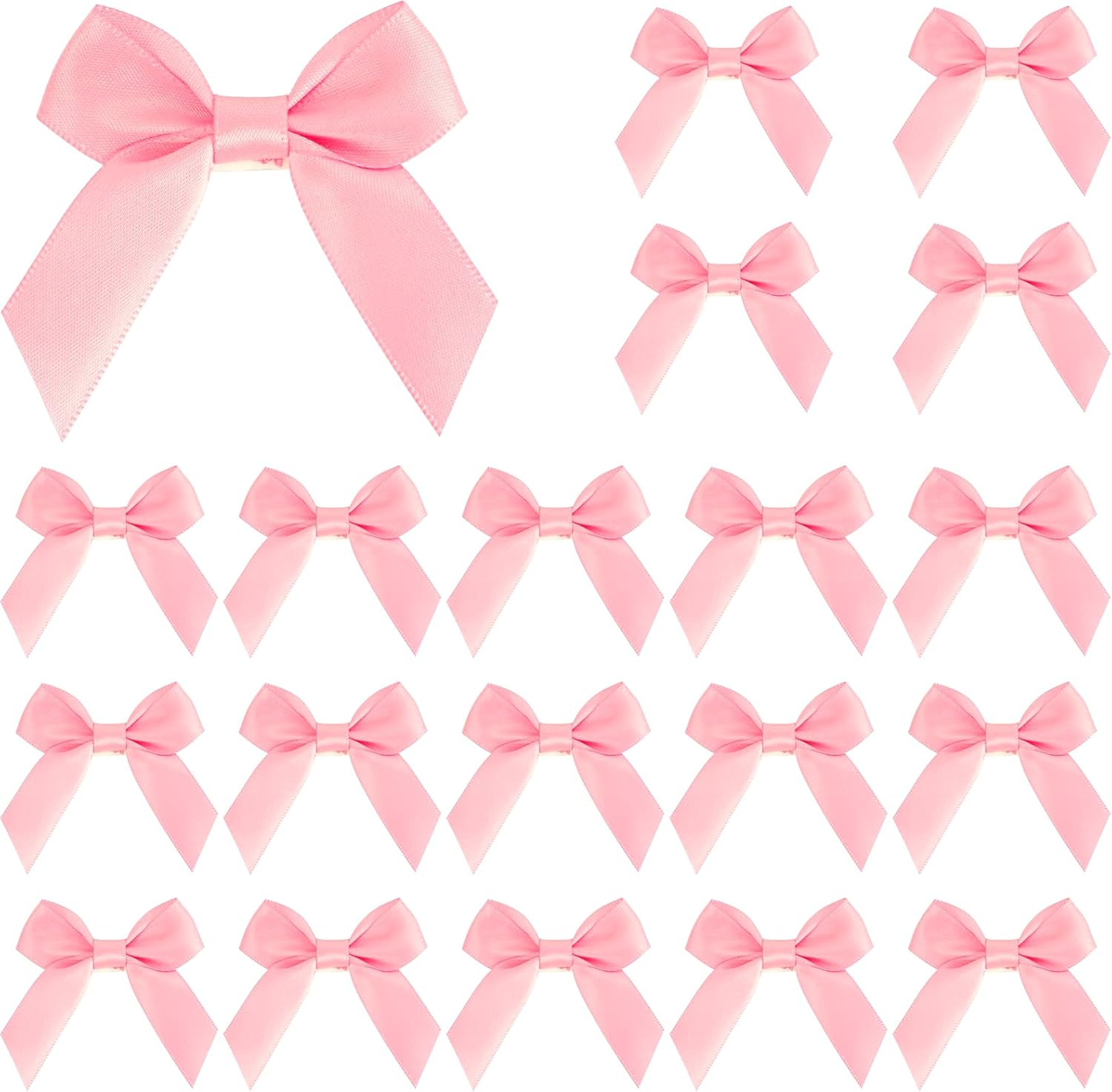 36Pcs Baby Pink Satin Ribbon Bows Self Adhesive Satin Bow with Double-Sided Tape Premade Mini Bow Sticker for Making Crafts Baby Shower Birthday Party Wedding Decorations