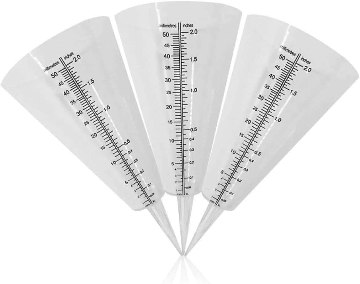 Bestonzon 3Pcs Clear Conical Rain Measuring Cups with Ground Stake Design Transparent Graduated Rain Gauge for Garden Agriculture and Meteorological Use Accurate Outdoor Water Measurement image number 4