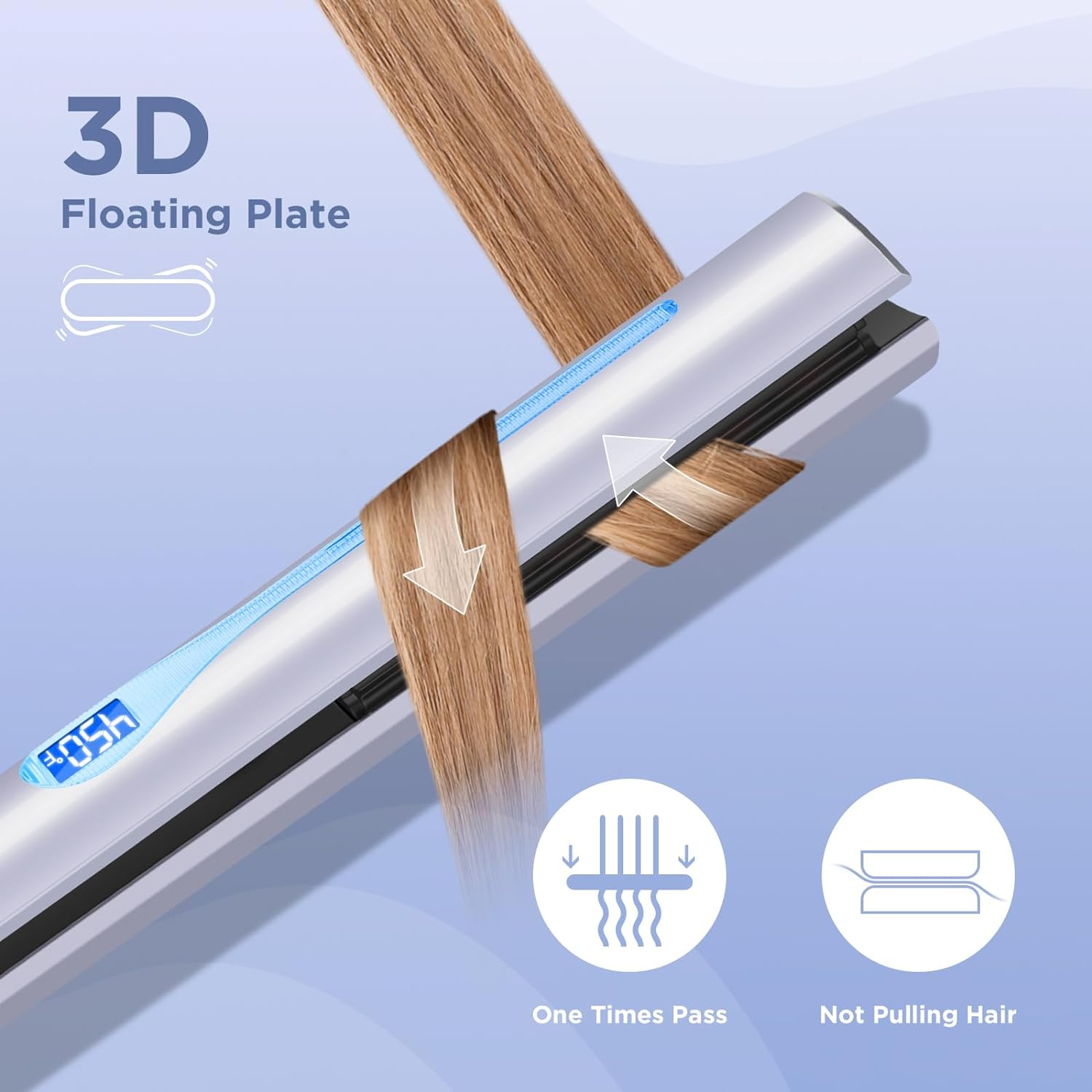 IG INGLAM Titanium Flat Iron Hair Straightener, Curling Iron 1 Inch, Infrared Negative Ionic Hair Straightener 11 Adjust Temp 250&deg;F to 450&deg;F, Shiny Hair Dual Voltage 110-240V, Gift, Purple image number 6