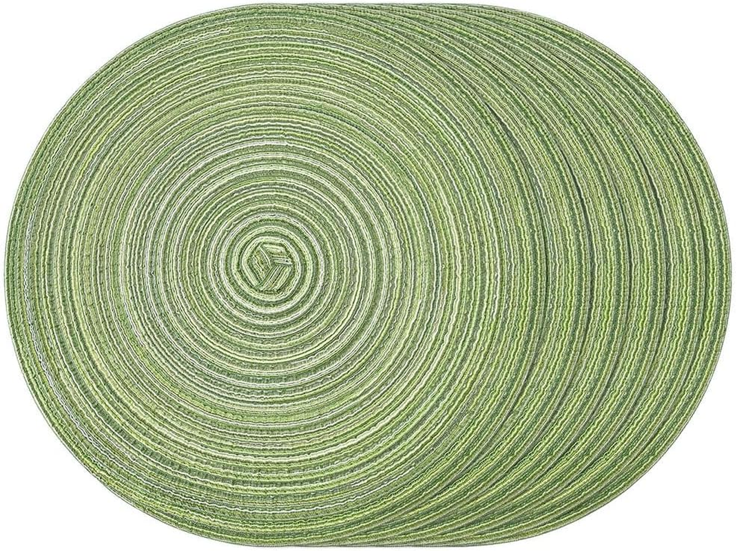 JZS round Braided Placemats 36Cm Washable Kitchen Table Placemats for Home Wedding Party,6Pcs,Green