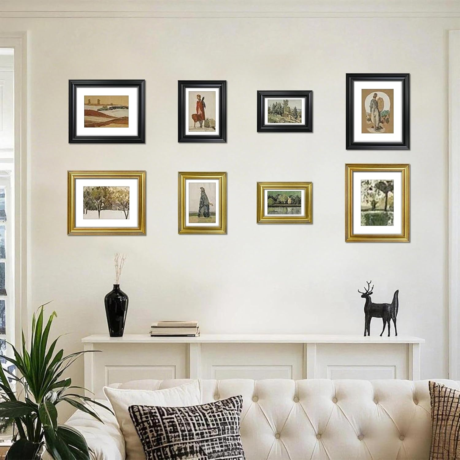 VIOLABBEY 20 X 25 Cm Black Picture Frame - Vintage Photo Frame, Fits 13 X 18 Cm with Mount or 20 X 25 Cm without Mat, for Wall Mounting or Table Decoration image number 2