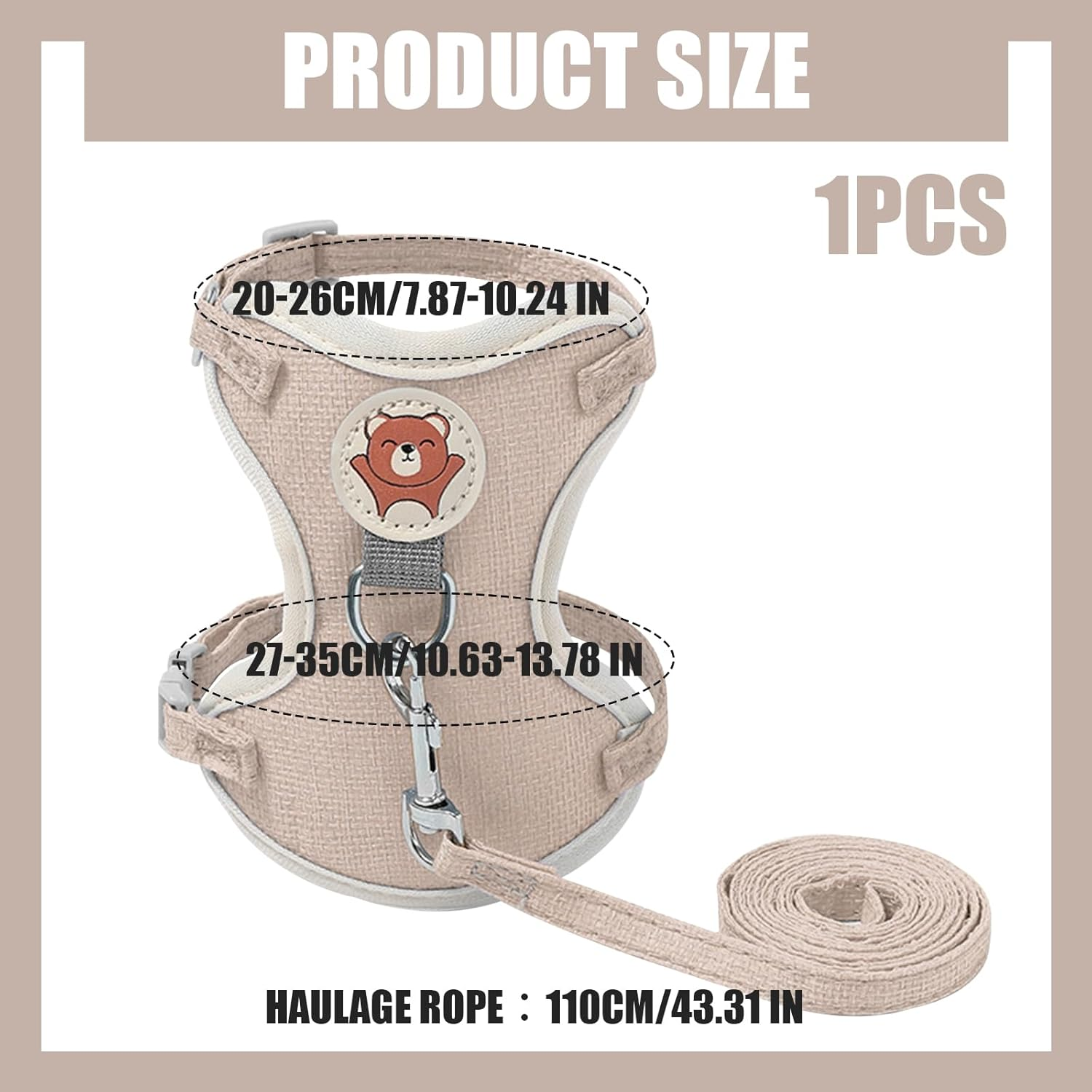 Larfraecy Soft Cat Harness and Lead Set for Walking,Escape Proof Puppy Kitten Vest Harnesses,Adjustable Soft Kitten Harness and Lead Set for Small & Medium Cat Dog (Pink, S) image number 4