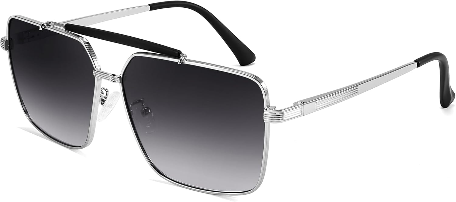 FEISEDY Classic Square Polarized Aivator Sunglasses Mens Womens UV400 Protection Big Double Bridge Sun Glasses image number 3