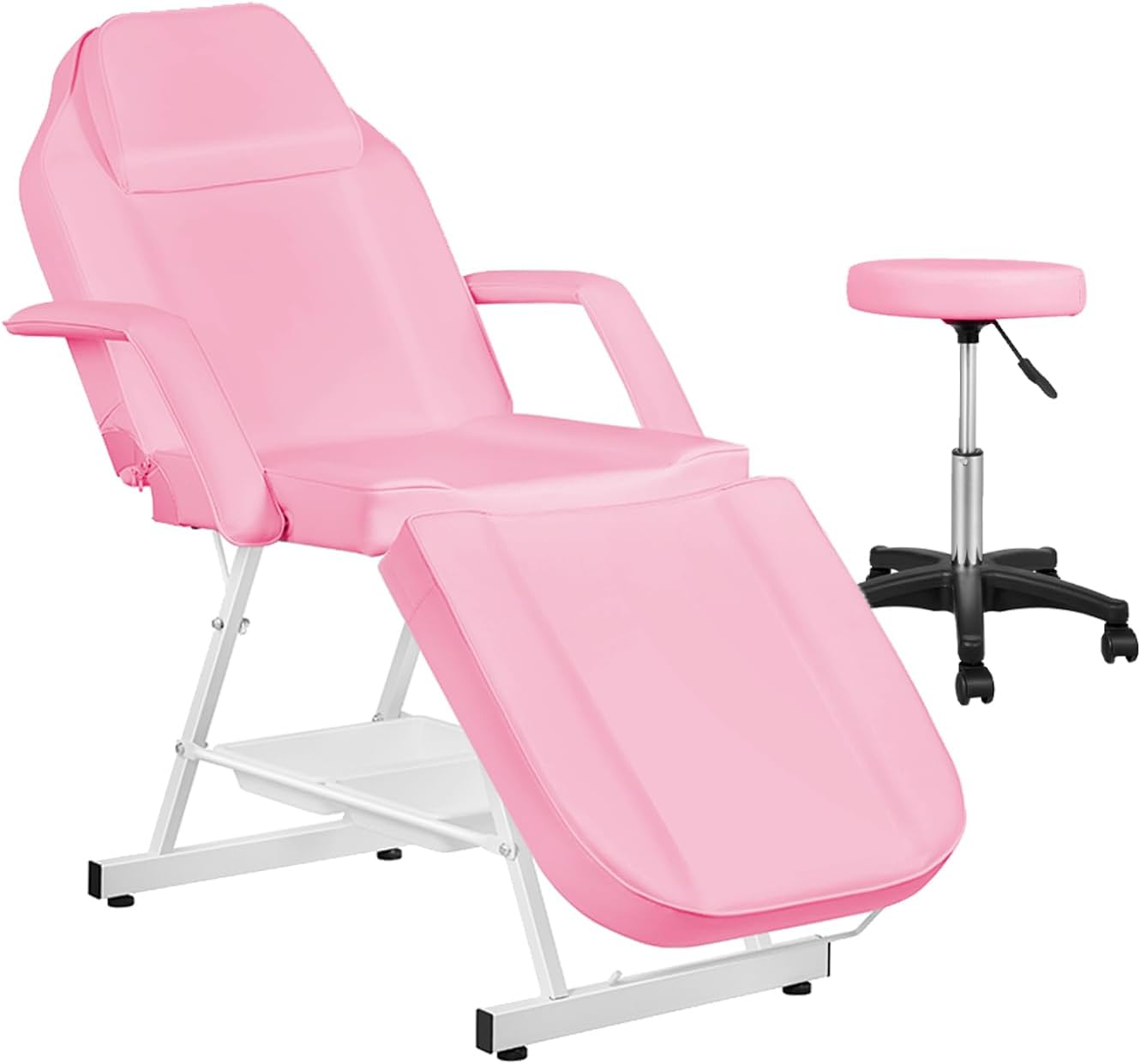 Versatile Multi-Functional Beauty Bed: MAX 185CM Portable 3 Folding Massage Table with Chair for Salon and Home Therapy Sessions (White)