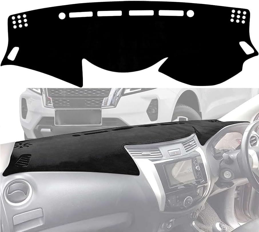 Evervenz Dash Mat for Nissan Navara 2015 2016 2017 2018 2019 2020 2021 2022 2023 2024 2025 Microfiber Leather（Without HUD） Dash Cover Dashboard Cover Navara02 - Flannel image number 2