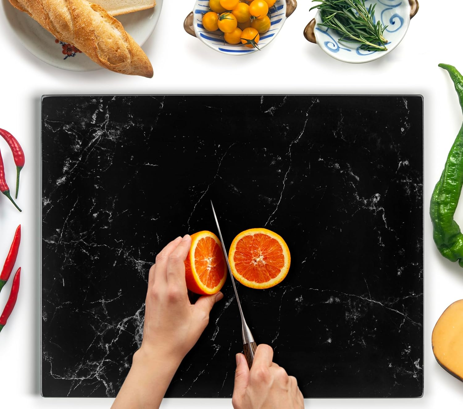 Kitchenville Glass Chopping Board 40X30Cm : Tempered Glass Worktop Savers for Kitchens, Durable, Scratch-Resistant, Heat-Proof - Turquoise Ocean