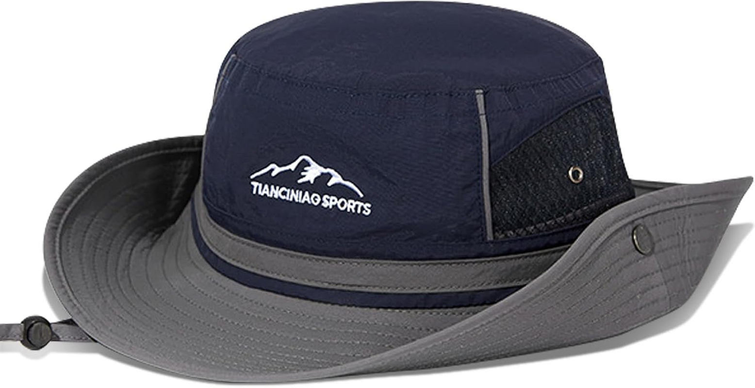 KXF Outdoor Adjustable Sun Bucket Fishing Hat Breathable Wide Brim UPF 50+ Hiking Safari Hat for Men Women