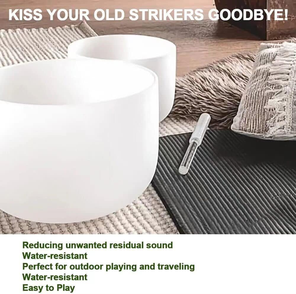 UPCEED Singing Bowl Mallet Clear Acrylic Base Silicone Rubber Striker Mallet for Playing Quartz Crystal Singing Bowl with Bundle Pocket(Clear) image number 2