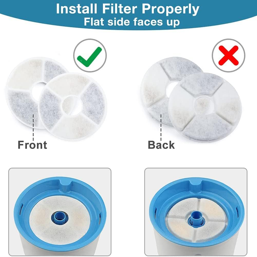 Cat Fountain Filter, Drinking Fountain Filter, Pack of 4 Cat Fountain Replacement Filter for Cats Dogs, Round