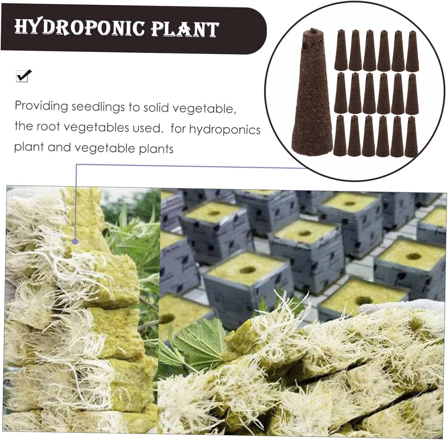 IWOWHERO Hydroponic Grow Sponges 50Pcs for Soilless Cultivation Planting Supplies for Indoor Garden Systems Seed Starting Sponges High Water Absorption image number 1