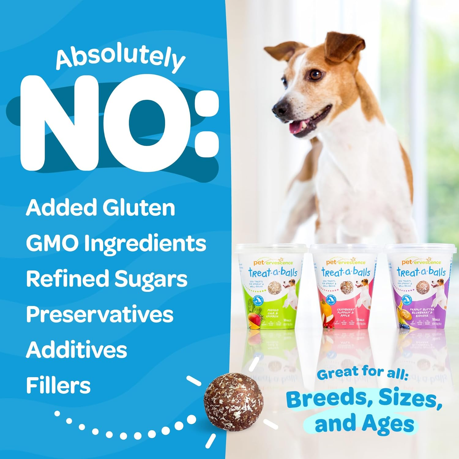 Chewy & Soft Dog Treats, All Natural, Non-Gmo, Vegan, Gluten Free, Low Calorie Dog Treats for All Breeds & Sizes - Made in New Zealand, Peanut Butter, Blueberry, Banana 18Pk image number 7