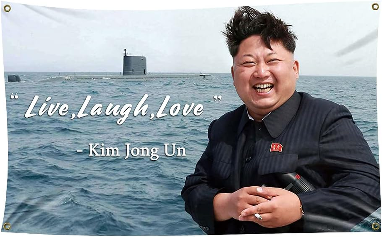 Kim Jong Un Flag Live Laugh Love 3 X 5 Feet Polyester Banner Dorm Banner with Four Brass Grommets for College Party Indoor and Outdoor Decorations image number 5