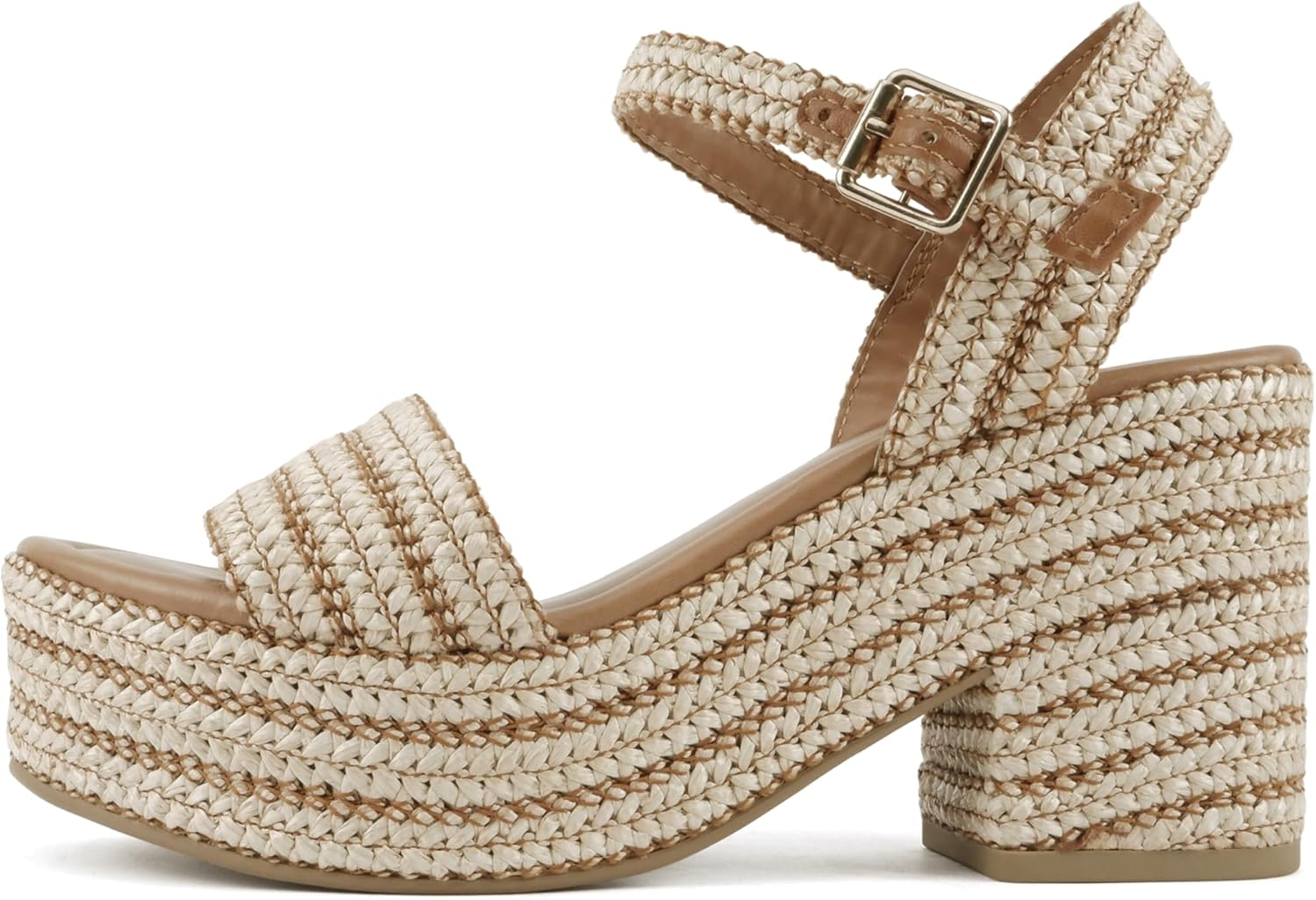 Soda Women'S Castle Jute Open Toe Ankle Strap Platform Wedge