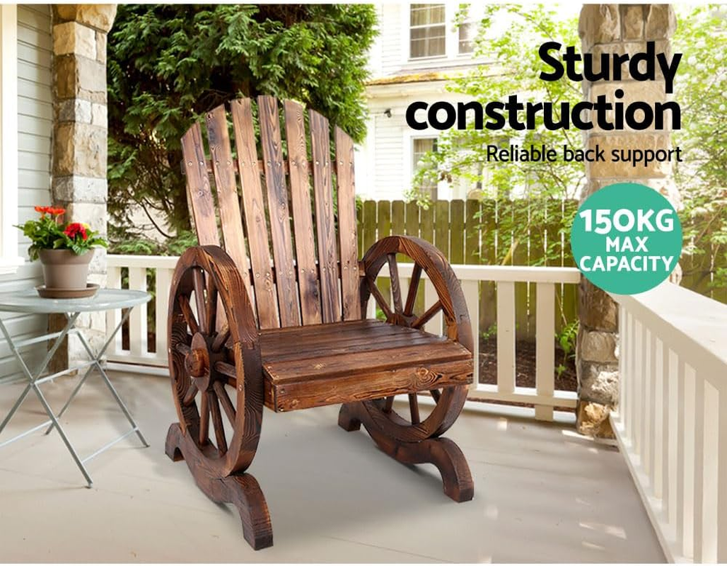 Gardeon Outdoor Wagon Chair Wooden Lounge Chairs, Patio Furniture Setting Backyard Garden Porch Indoor Pool, Timber Armrest Blackrest All-Weather Brown image number 5