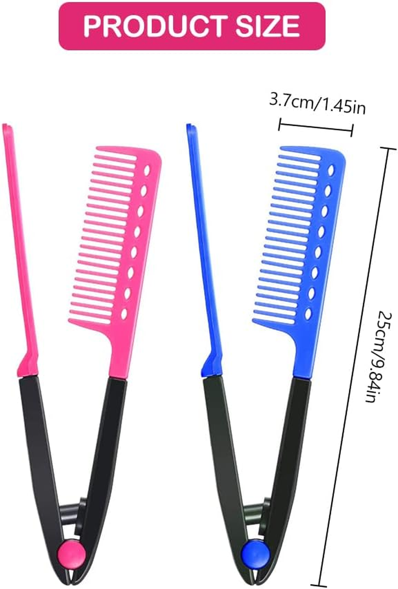 V Shaped Comb, Hair Straightening Plastic Comb, V Shape Comb, Hairdresser Styling Tool Comb for Hair Styling Hairdresser, Home, Curly Hair, Straight Hair to Prevent Tangling (Pack of 2) Butyeak image number 3