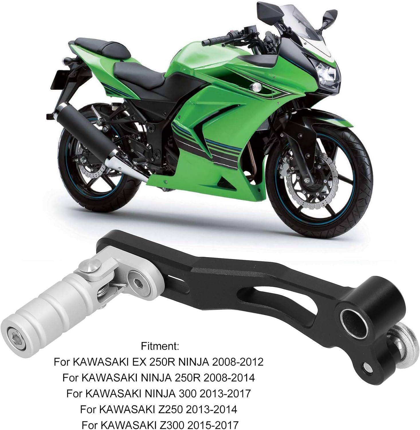 Qiilu 300 Gear Shifter Powersports Shift Levers Motorcycle Gear Shift Lever Folding Metal Gear Shifter for Z300 2015?2017 Automatic and Accessories image number 3