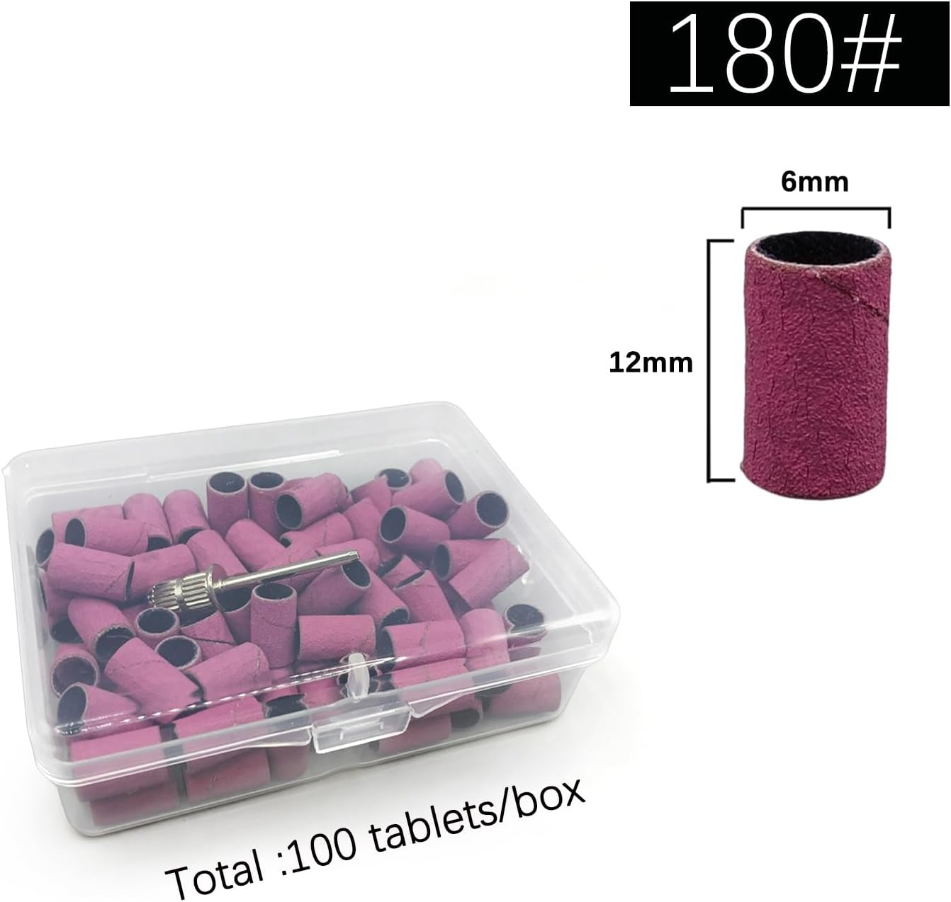 RIBHNXHI Sanding Bands for Nail Drill 100Pcs 180 Grit Pink Nail Sanding Band with 2 Pcs 3/32 Inch Nail Drill Bits Professional Manicure Pedicure Tools for Beauty Salon Accessories image number 1