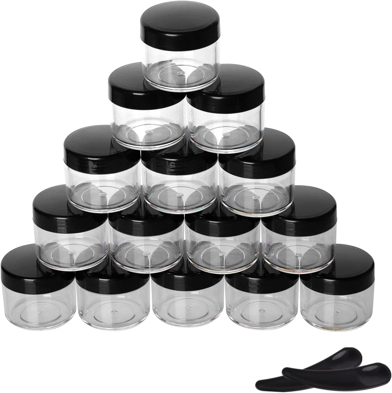 100 Pcs 20G Plastic Sample Cosmetic Containers with Lids and 10 Pcs Mini Makeup Spatula，Refillable Cosmetic Jars Lip Scrub Containers for Skincare - Pink