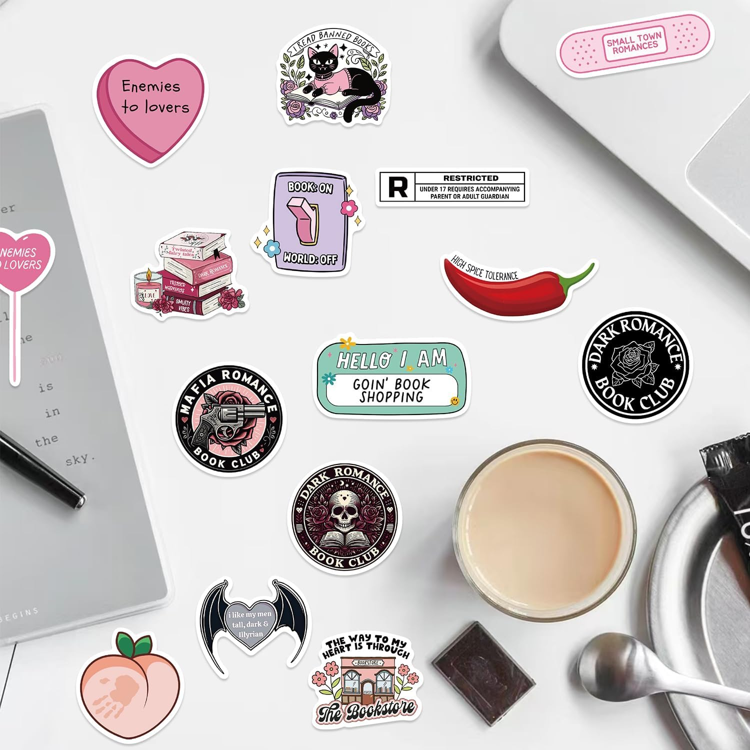 150PCS Romance & Dark Academia Book Stickers, Gothic Bookish Vinyl Stickers for Readers, Book Lovers Stickers Pack for Laptops, Water Bottles, Journals, Waterproof Decals image number 2