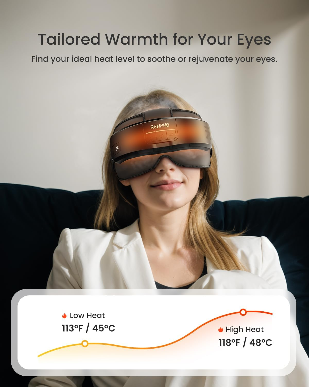 RENPHO Eyeris Masc Head & Eye Massager, Heated Eye& Head Massager for Migraines, Headache Massager for Forehead, Back of Head and Temple, Ideal Gifts for Women Men image number 4