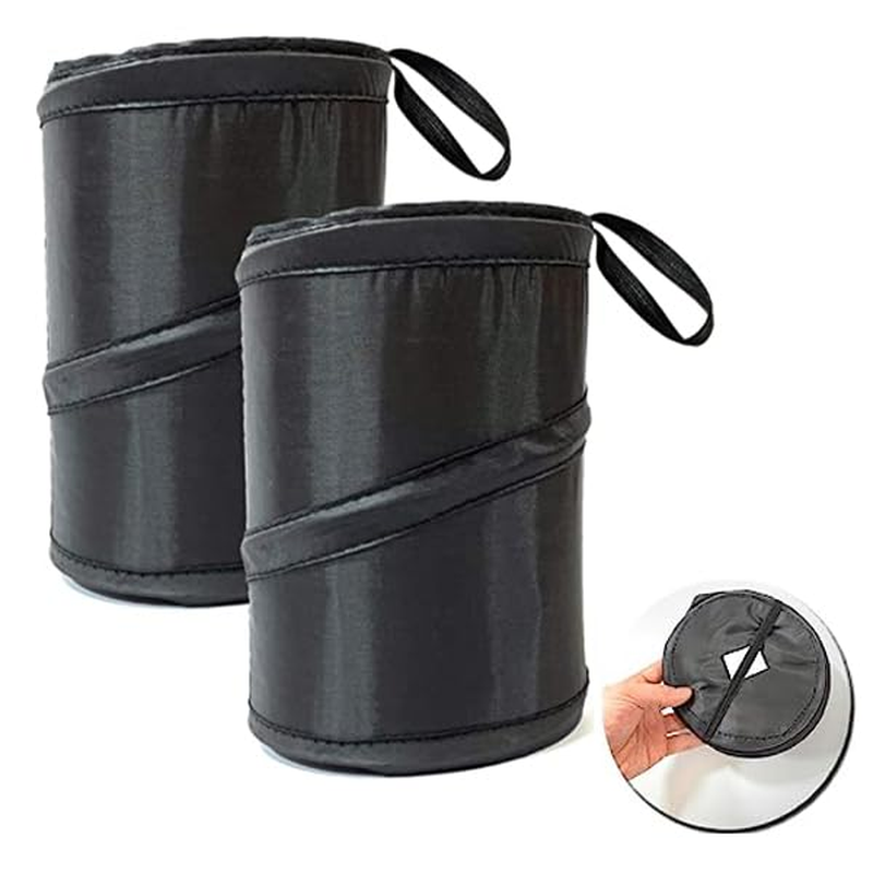 Car Trash Can, Portable Garbage Bin, Collapsible Pop-Up Water Proof Bag, Waste Basket Bin, Rubbish Bin (2 Pack, Black) image number 6