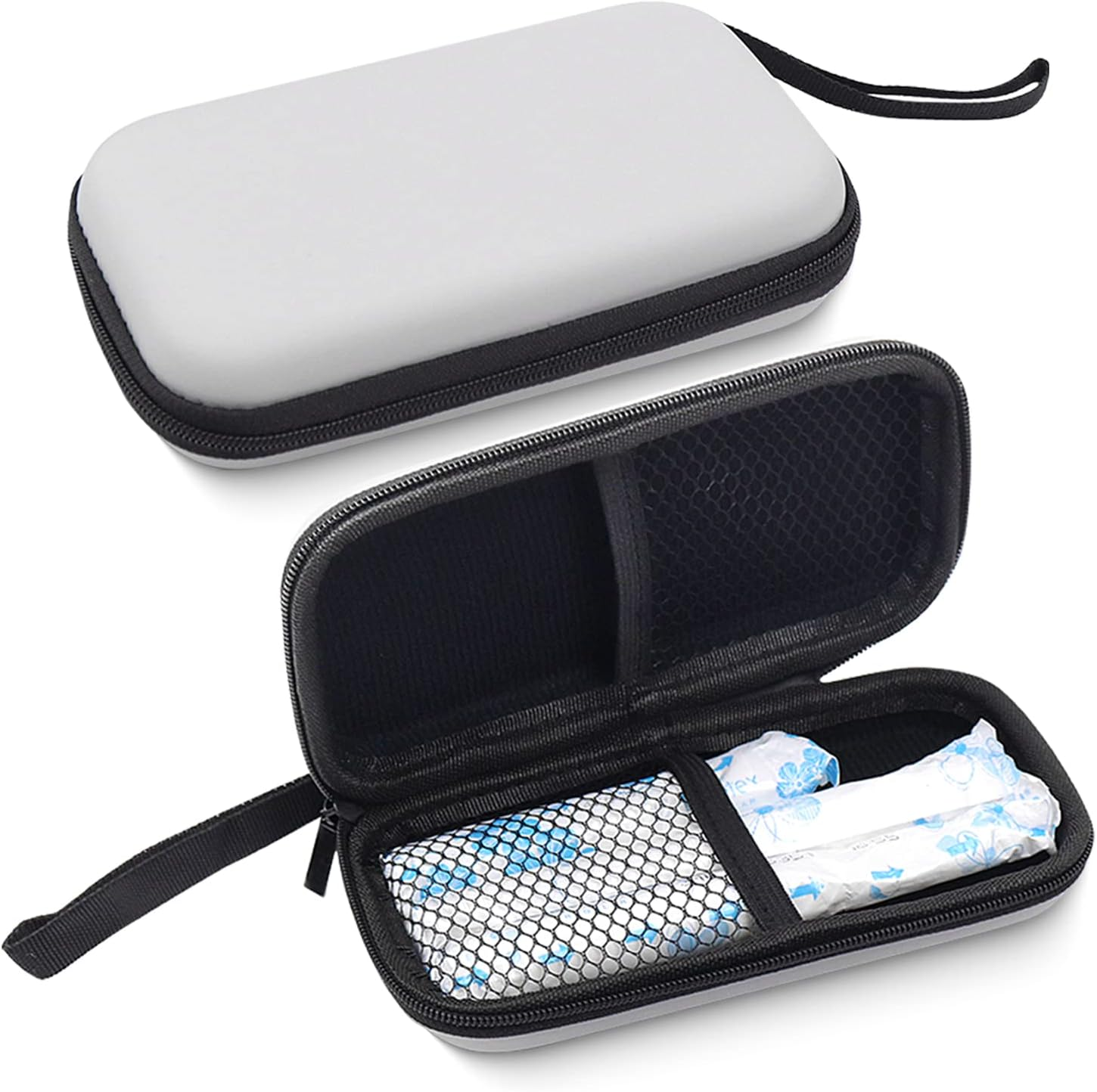 Tuciyke Tampon Storage Bag,Black Tampon Organizer Bag with Zipper Pack of 2 Small Pouch for Feminine Products 6.3*3.3*1.2Inches Portable Period Bags for Women,Ladies,Girls