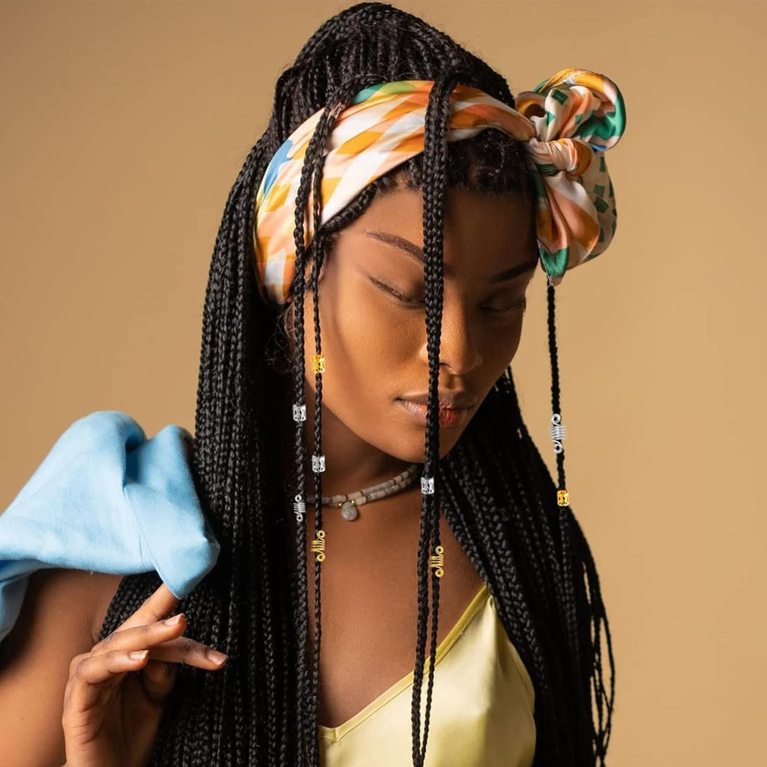 Pack of 60 Aluminium Adjustable Metal Cuffs Dreadlocks and Bead Braids Hair Accessories, Gold, Silver image number 1