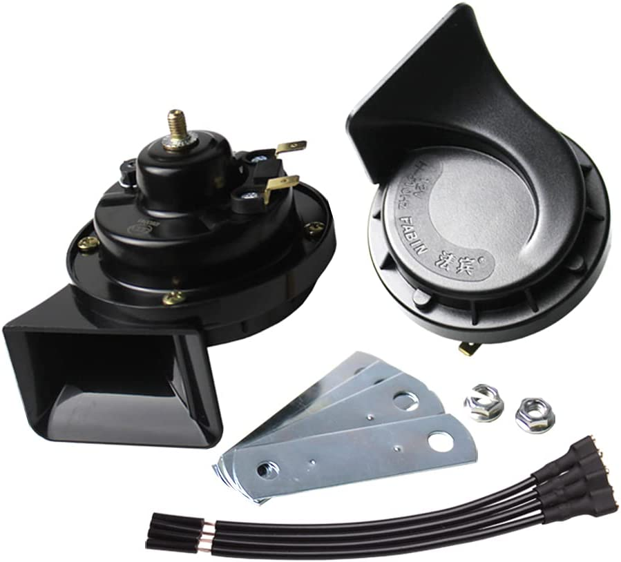 FARBIN Compact Horn 12V Car Horn Tone Waterproof Motorcycle Horn Electric Snail Horn Universal for Any 12V Vehicles (Single Pitched Snail Horn, 12V)
