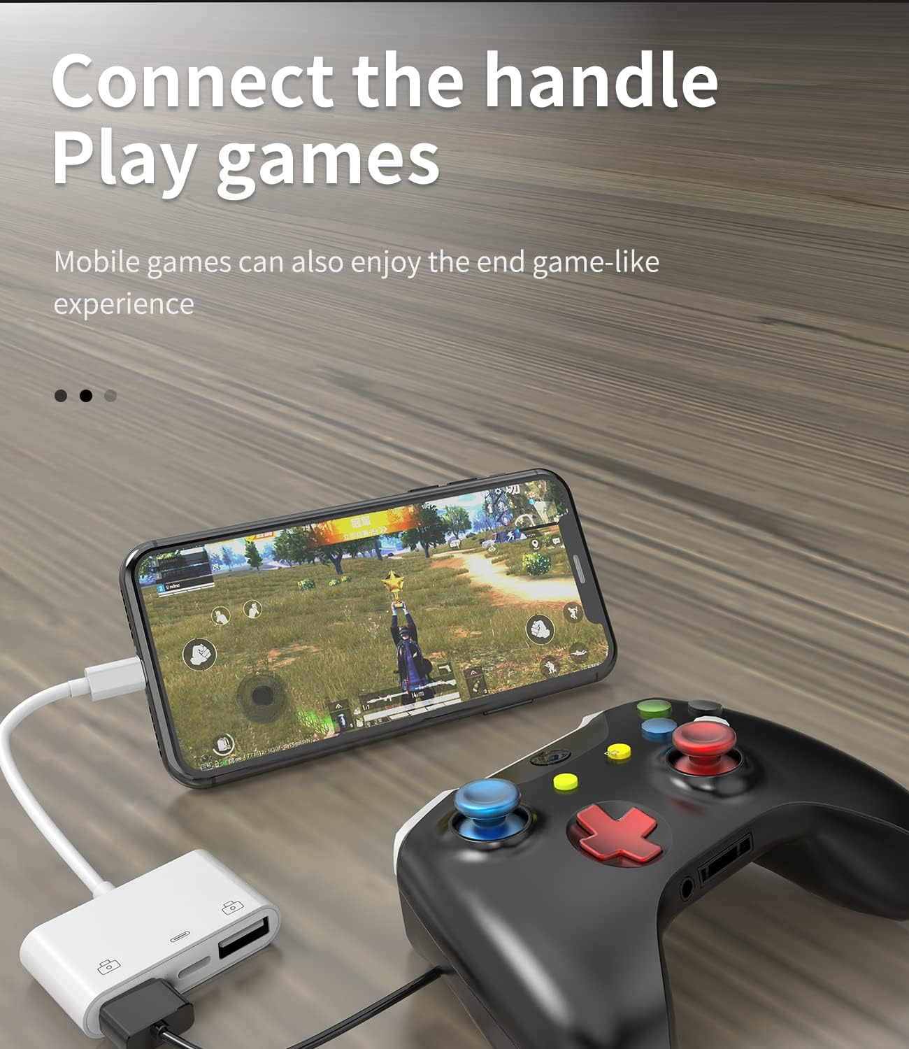 Lightning to USB Adapter(3 in 1)For Apple Charging Cable for Iphone 14 13 OTG 3.0 Dual USB-A Port Card Reader Flash Drive Keyboard Mouse Connector Camera Memory Stick Transfer Dongle External Adaptor image number 2