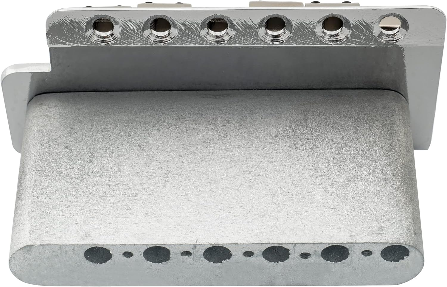 Wilkinson 52.5Mm(2-1/16 Inch) Vintage Style Full Block ST Guitar Tremolo Bridge Pop-In Arm 6 Screws for Squier/Mexico Fender Strat, Chrome image number 3