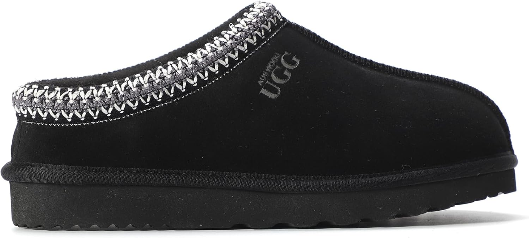 AUS WOOLI UGG Sheepskin Wool Ankle Braid Croydon Slippers, Black, Au Women 8/Au Men 6 image number 4