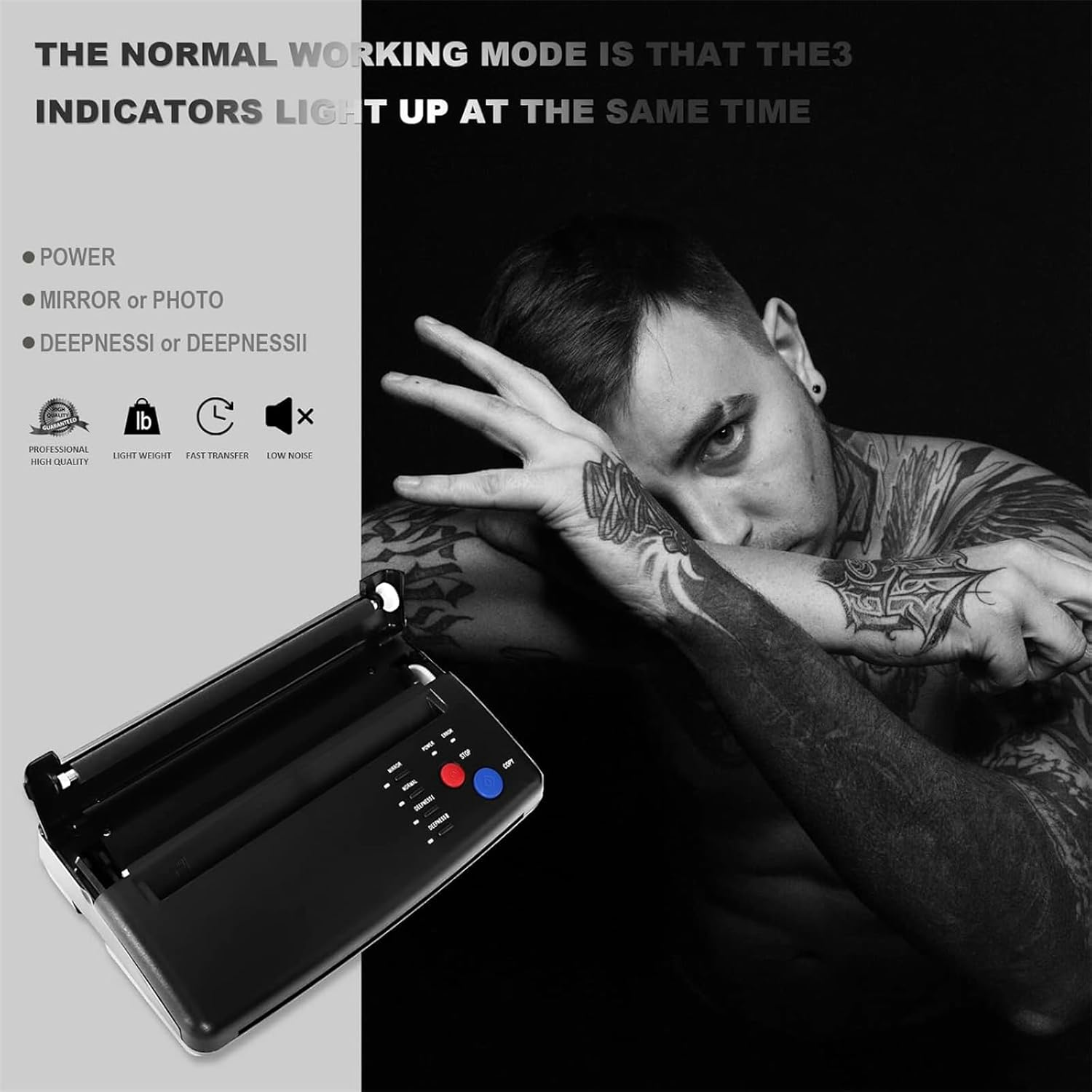 Tattoo Stencil Printer Tattoo Thermal Transfer Machine Tattoo Printer Tattoo Stencil Machine Thermal Template Printer Copier Tattoo Kit Tattoo Supplies with 20Pcs Transfer Paper image number 3