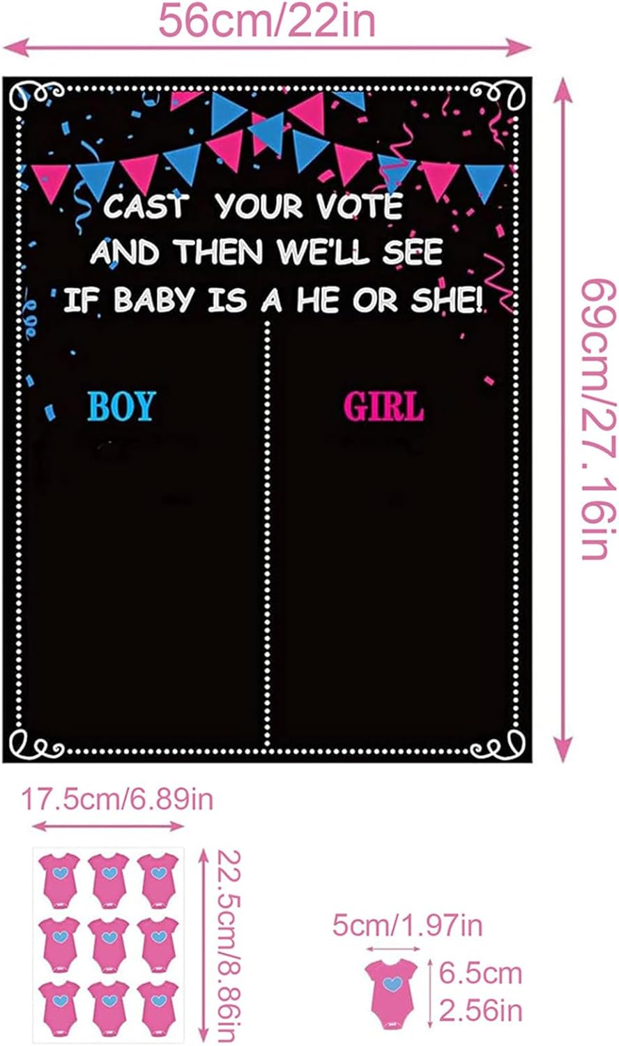 Gender Reveal Decorations - 54 Voting Poster Ideas Gender Reveal Game Props Boy or Girl Party Supplies for Gender Reveal Voting Boards image number 6