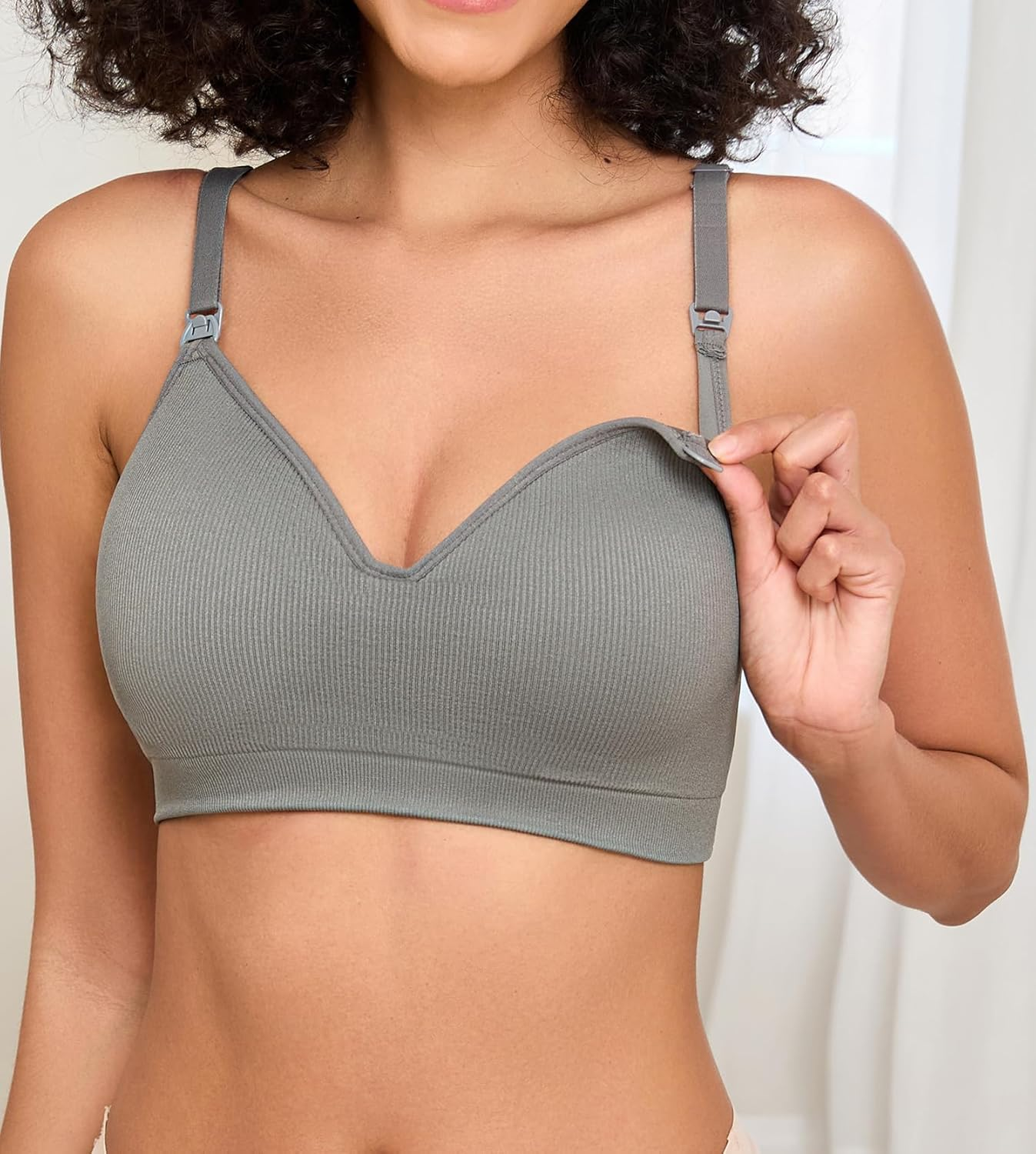 Supportive Nursing Bra for Maternity Breastfeeding Seamless Bralette with Built in Padded for Pregnancy Women image number 1