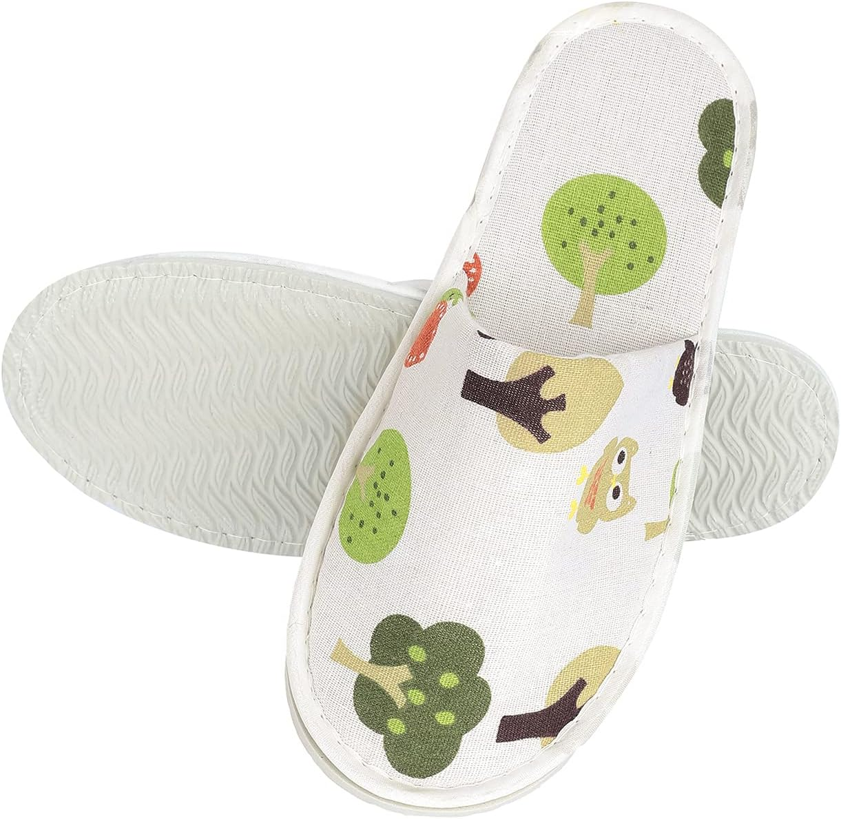 6 Pairs Cute Disposable Slippers, Cotton Cloth Closed Toe Spa Slippers for Women and Men, Breathable Non-Slip Slippers for Hotel, Guests, Travel, Forest - Cats image number 6