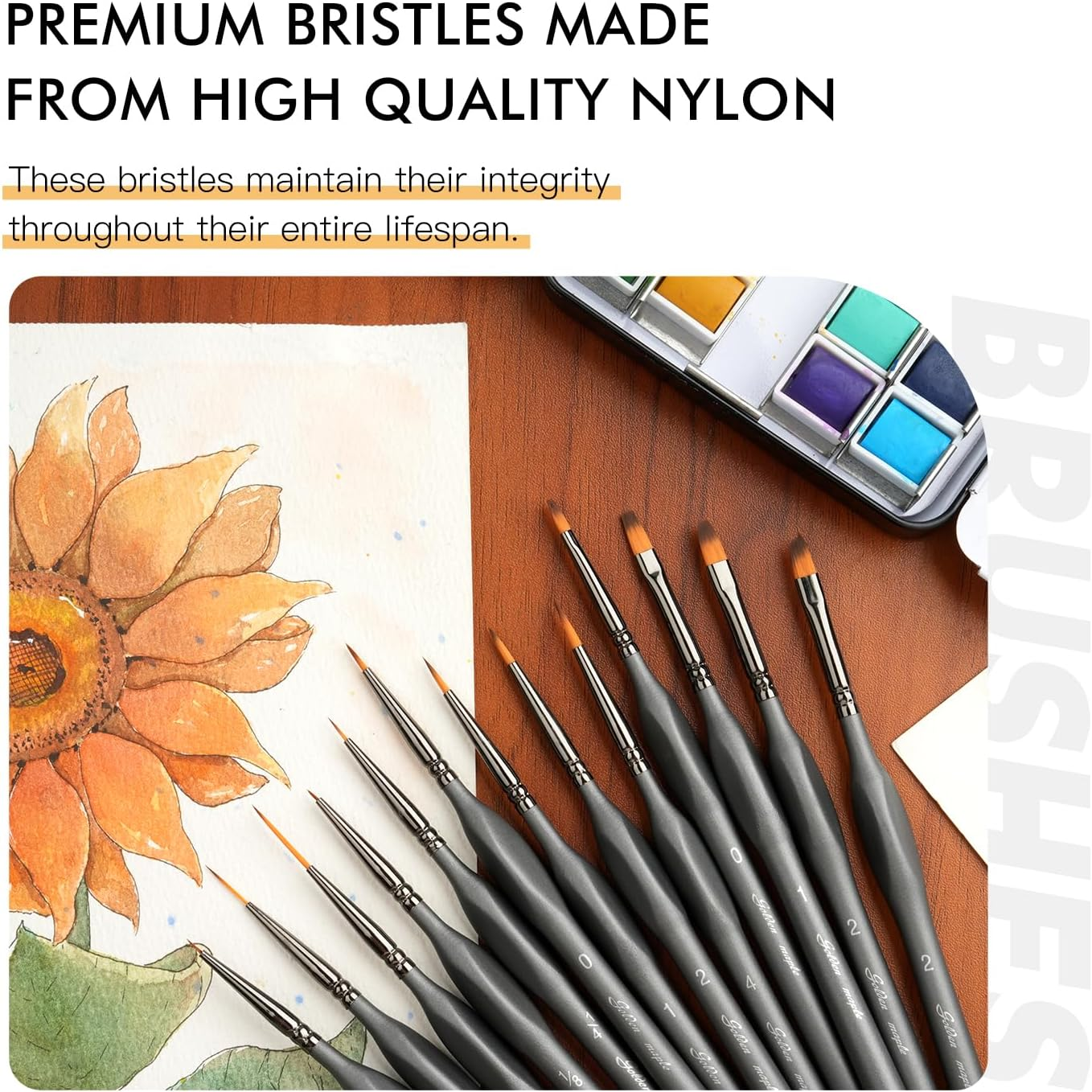 Detailing Paint Brush Set-Golden Maple 13Pcs Miniature Paint Brushes Set for Fine Detail Paint, Acrylic Painting, Watercolor, Oil, Models - 10Pcs-Black image number 6