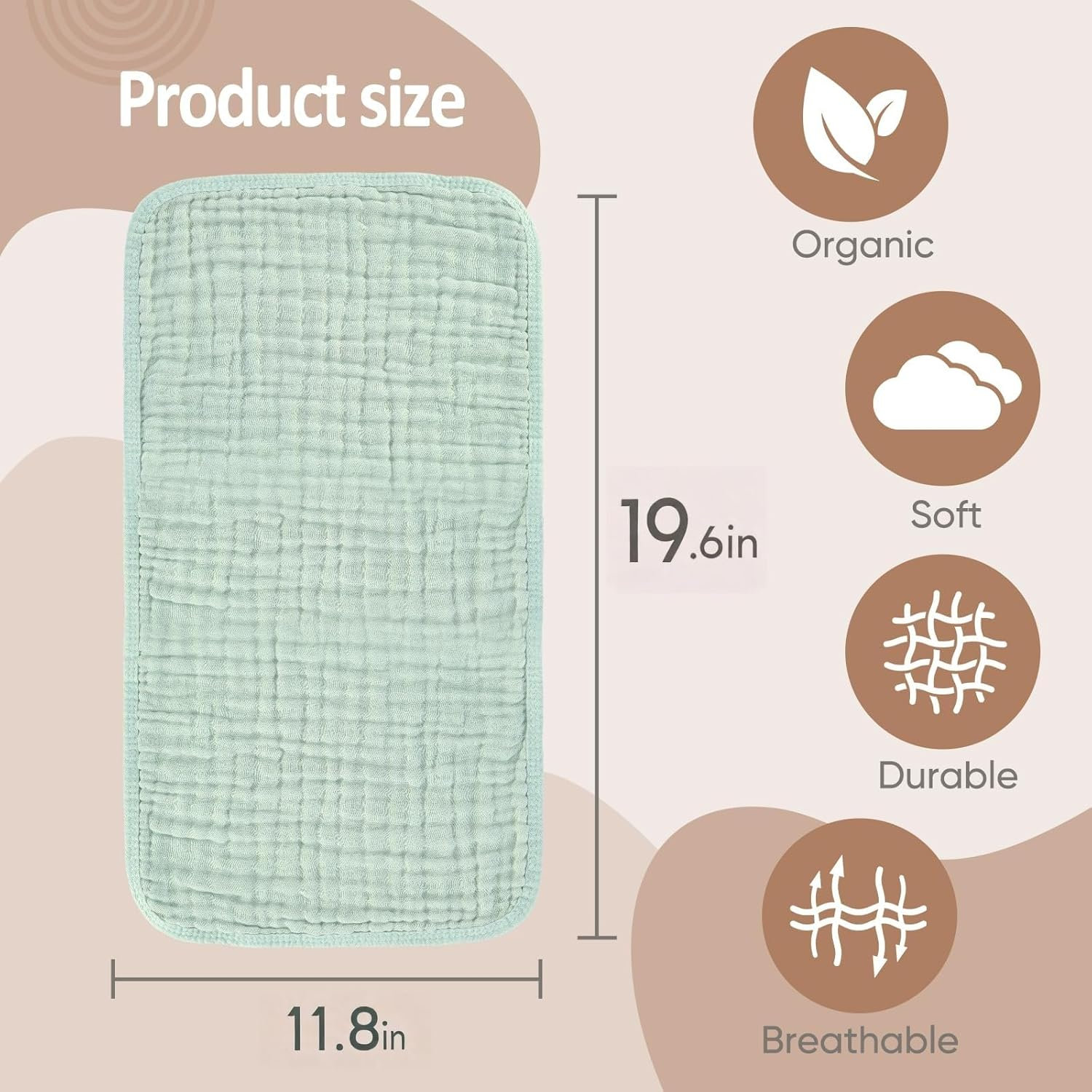 Muslin Burp Cloths 19.6X 11.8In, Pack of 6 - Large,Ultra Absorbent 100% Cotton for Baby Drool and Messes - Soft, Safe & Gentle Baby Burp Cloths for Boys & Girls - Multi (​​Dreamy Baby Towel Array​) image number 1