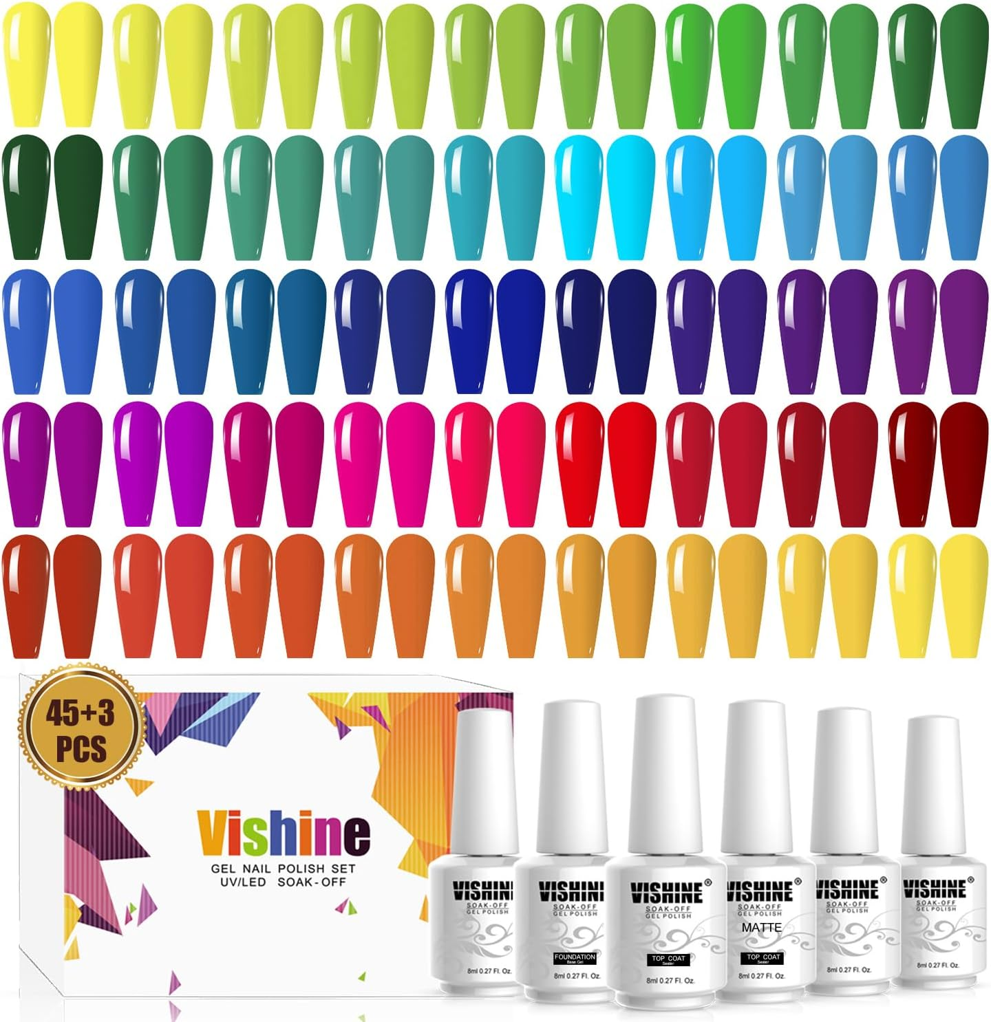 Vishine Gel Nail Polish 24 Colors Set Soak off Gel Nail Polish Kit Nail Art Manicure Pedicure New Starter Pretty Color Collection Gift Set 8Ml