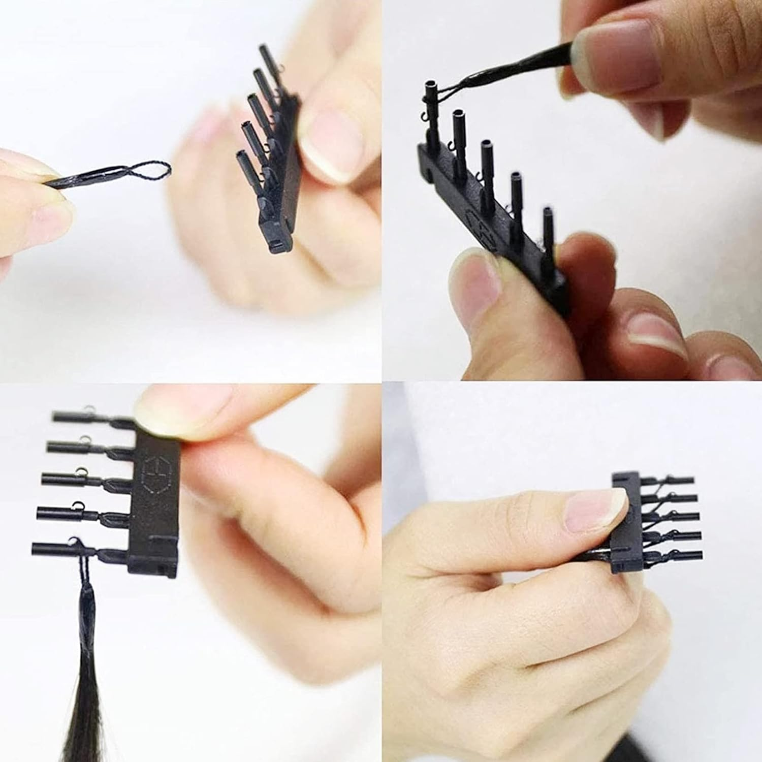 6D Real Hair Extensions Second Generation 6D Hair Extensions Remy Straight Hair Invisible for Hairdressing Salon Women Girls, 6D Hair Extension Tool, 8 Rows 40 G, Buckles image number 2