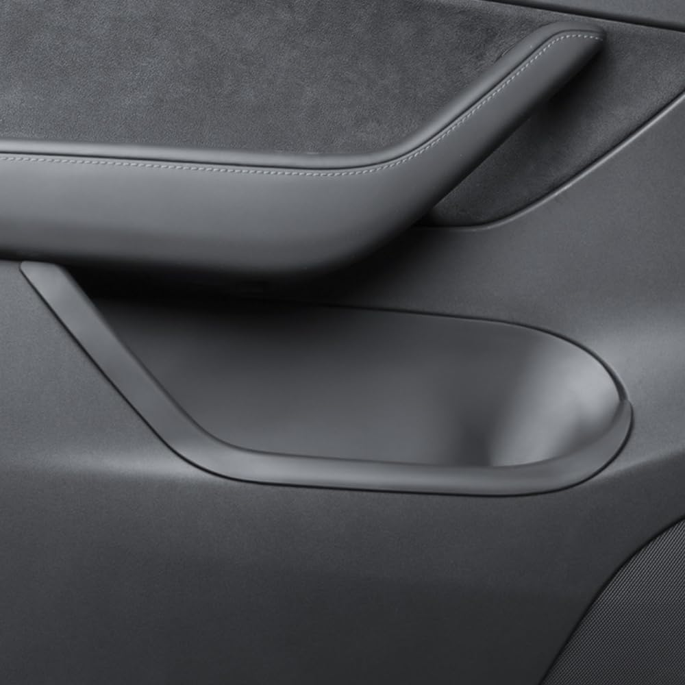 GROZY 4PCS Enovorld Upgrade Full-Cover Front and Rear Door Side Storage Boxes for Tesla Model 3, Front and Rear Door Tray Organizer for 2024 Tesla Model 3 TPE Door Slot Tray Mats(Black) image number 3