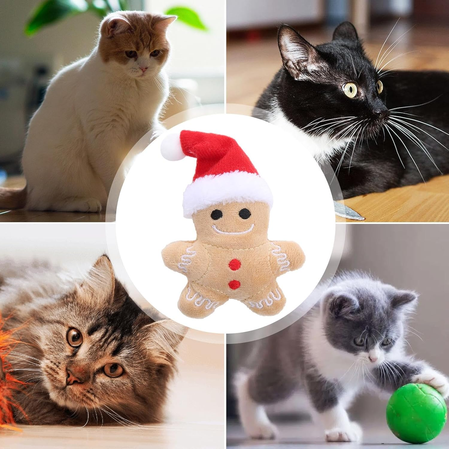 Gingerbread Man Chew Toy | Portable Stuffed Catnip Toys for Cats Interactive, Cat Teething Toy Reduce Boredom and Unease Kitten Teething Toys, Cat Pet Toys Ngumms