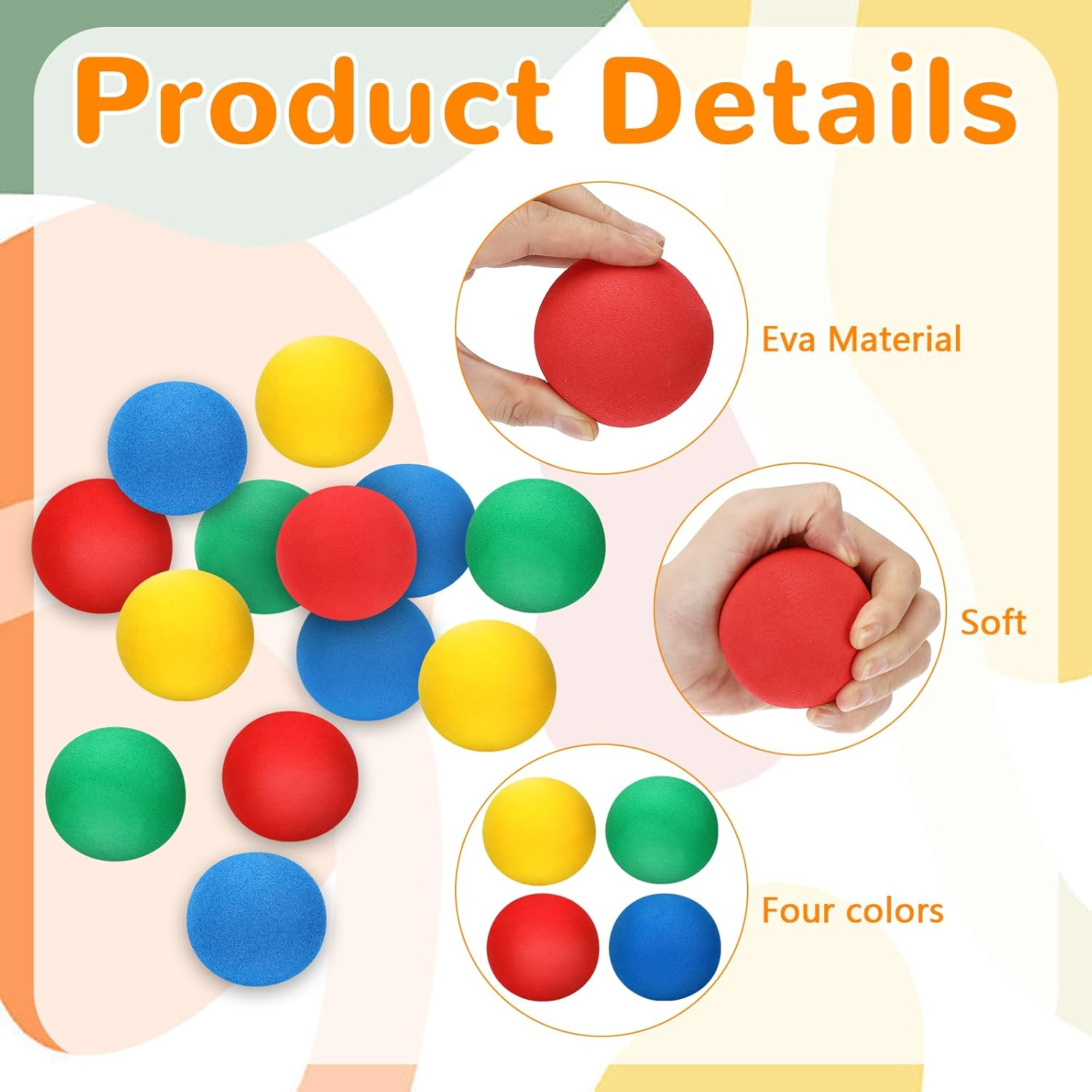 Tapvai Pack of 12 Children'S Soft Balls, 6 Cm Diameter, Foam Ball Made of EVA Material, Foam Balls, Foam Ball for Indoor Games and Family Activities for Boys and Girls image number 3