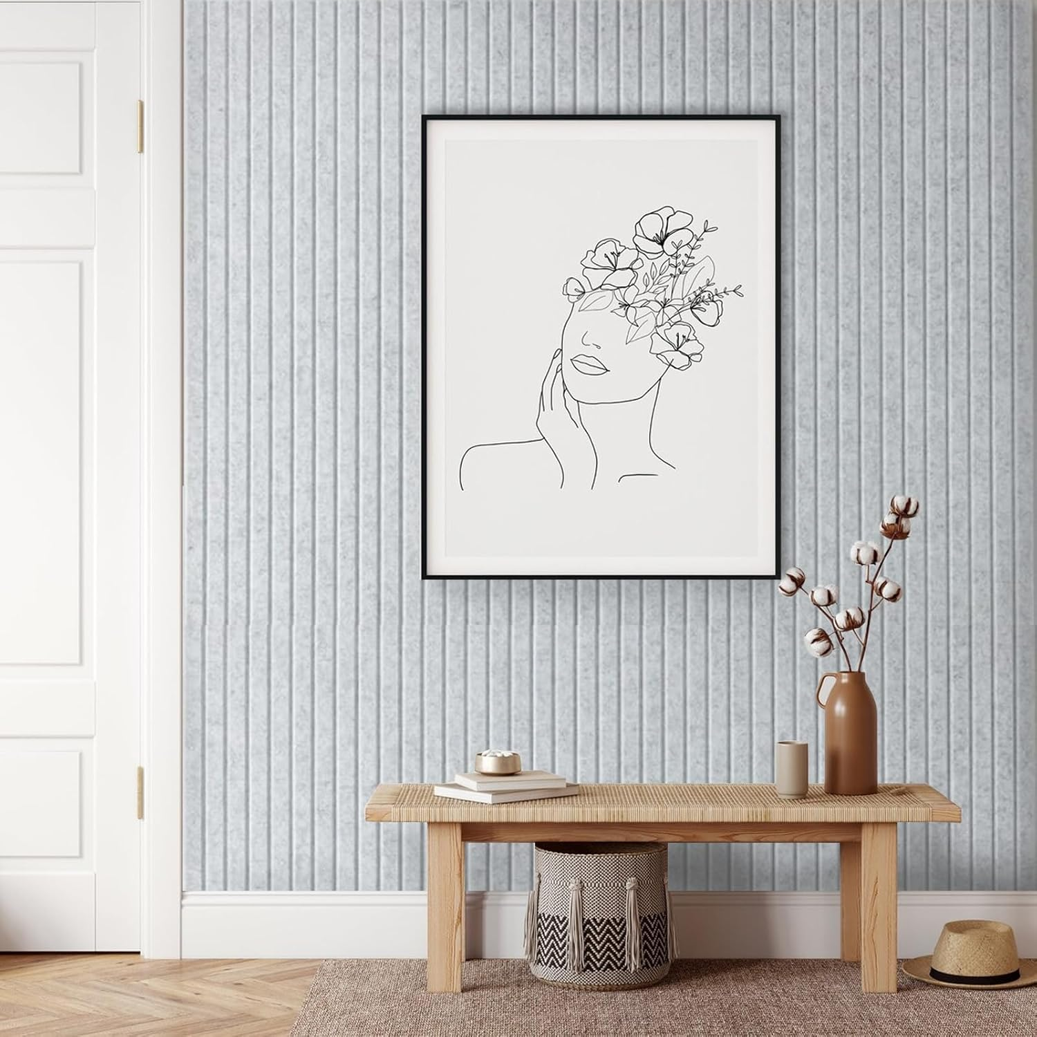 Large Cork Board for Office, 8 Pack Felt Wall Tiles with Slat Wall Paneling, Felt Bulletin Board Pin Board Cork Boards for Walls - Silver Gray image number 6