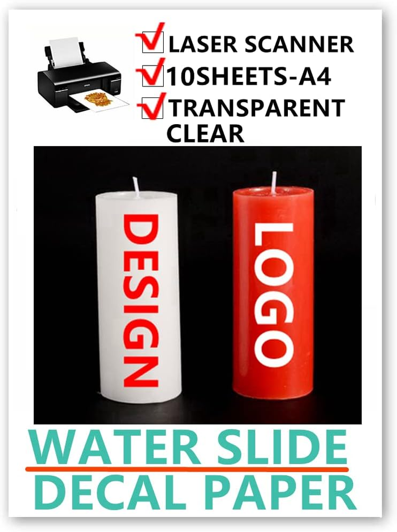 10Sheets Laser Printer Clear Waterslide Decal Paper for Make Candle Glass Ceramic Craft image number 3