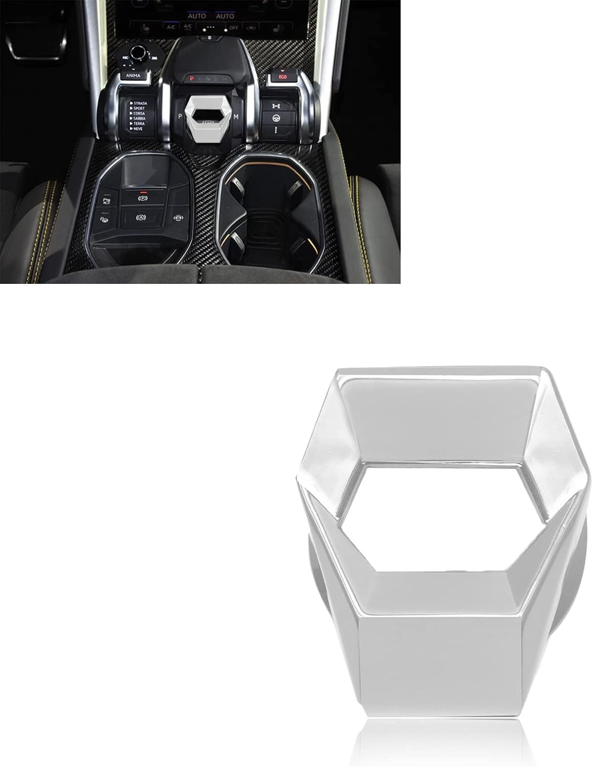 Universal Carbon Fiber Engine Start/Stop Button Cover, Aluminum Alloy Car Power Control Trim, Push to Start Button Cover Key Protective Cover for Civic CRV XRV Challenger Charger CHR (Silver) image number 4