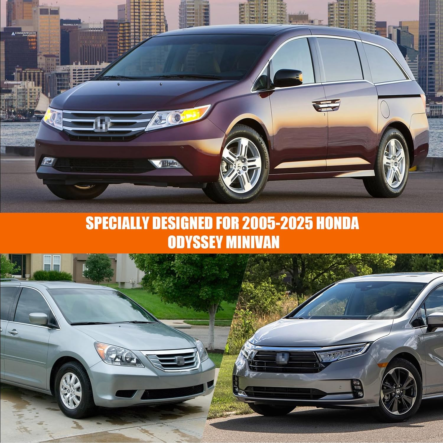 Waterproof Car Covers Replace for 2005-2025 Honda Odyssey Minivan, 6 Layers Silver All Weather Custom-Fit Car Cover with Zipper Door & Windproof Bands for Snow Rain Dust Hail Protection image number 5