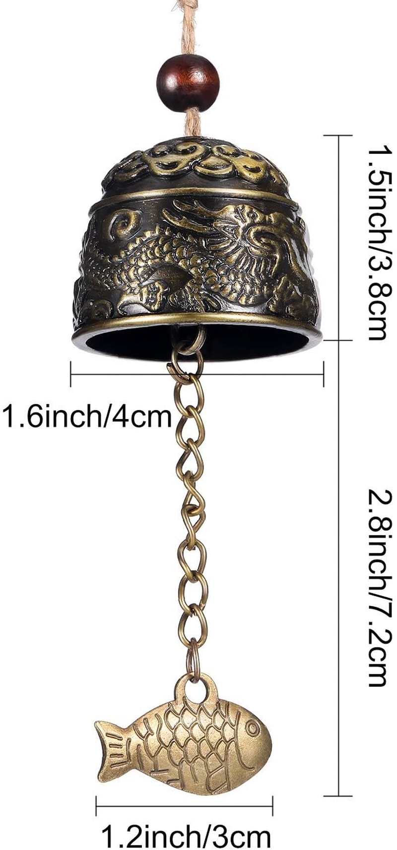 Chuangdi 2 Pieces Fengshui Bell Vintage Dragon Bell Fengshui Wind Chimes Good Luck Hanging Bell for Home Garden Good Luck Blessing Patio Yard Indoor Outdoor Front Door Decorations image number 2