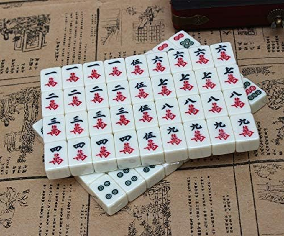Chinese Mahjong Set - with 146 Tiles, 2 Dice Chinese Style Game for Travel, Family Gathering, Party image number 6