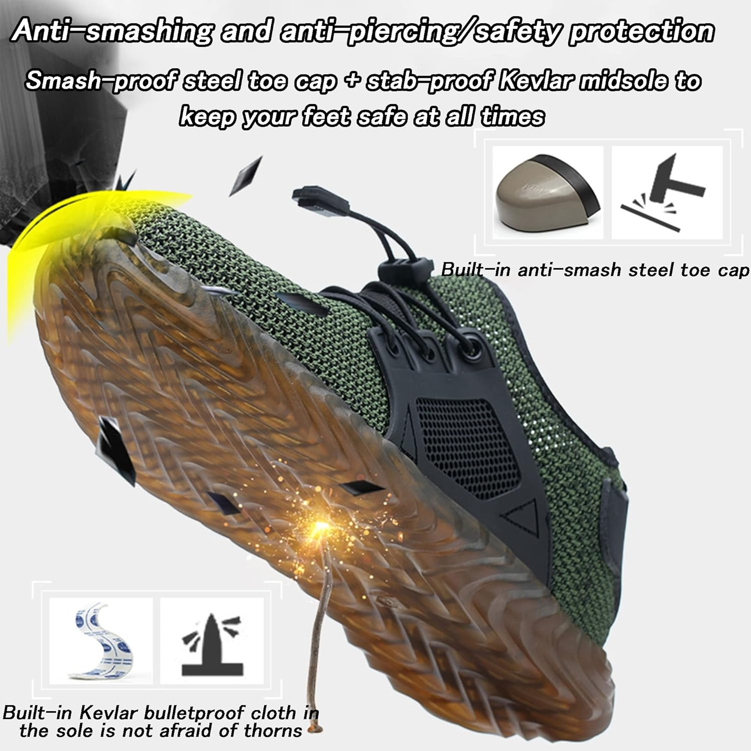 Mens Safety Shoes Steel Toe Cap Trainers Breathable anti Slip Industrial Sneakers Lightweight Work Footwear image number 3